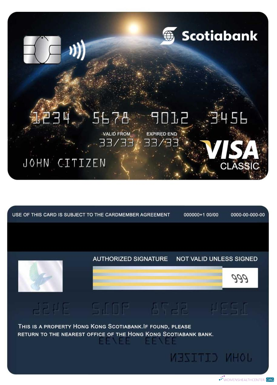 Download Hong Kong Scotiabank visa classic card Photoshop template